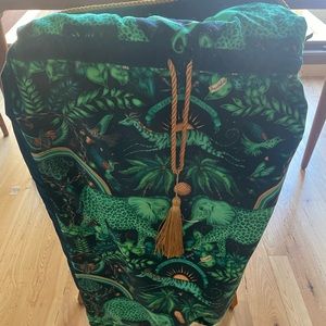 NWOT Emma Shipley velvet laundry or Christmas Santa bag. “Amazonia” print.